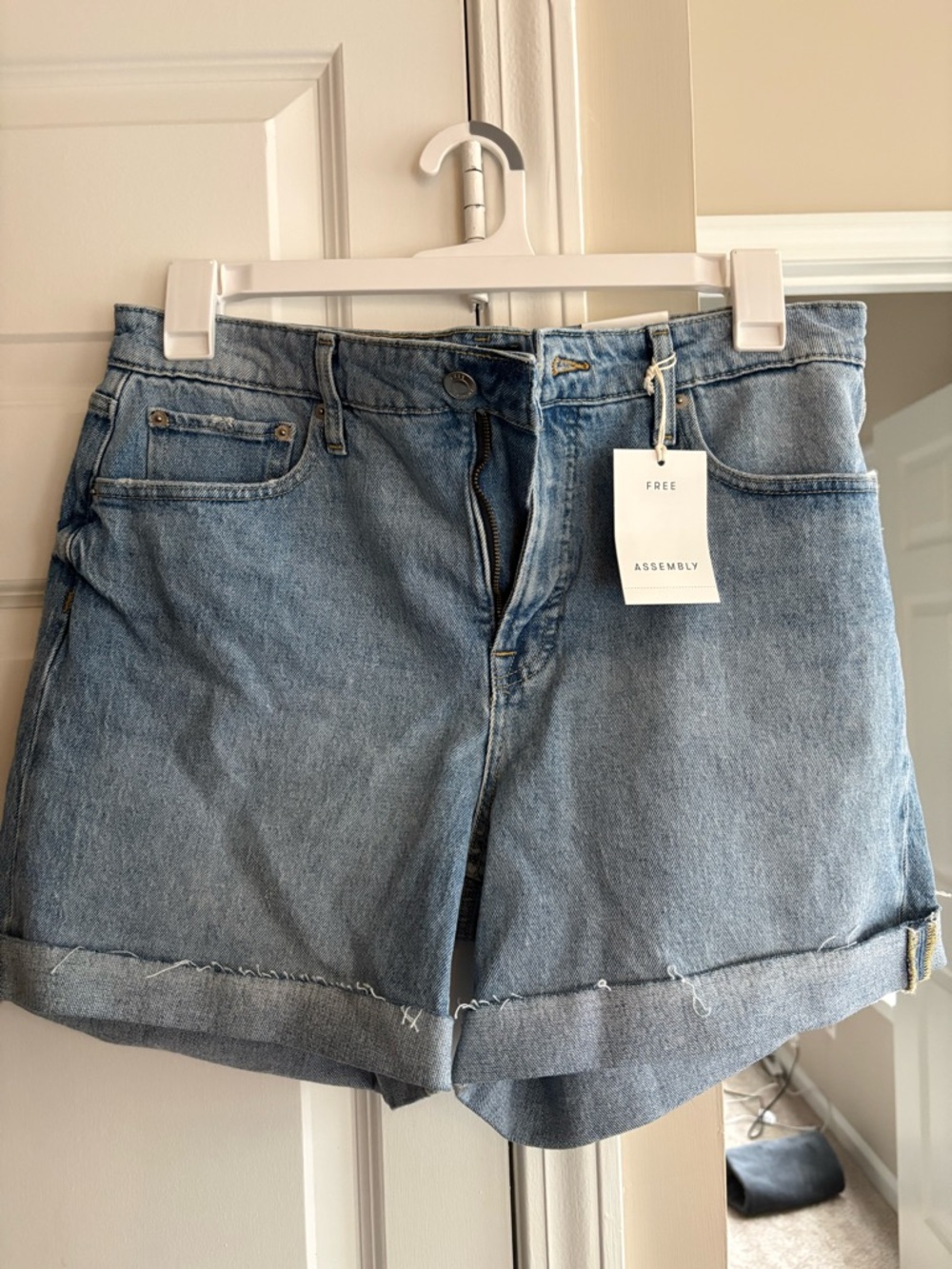 Free People Light Wash Denim Cuffed Shorts
